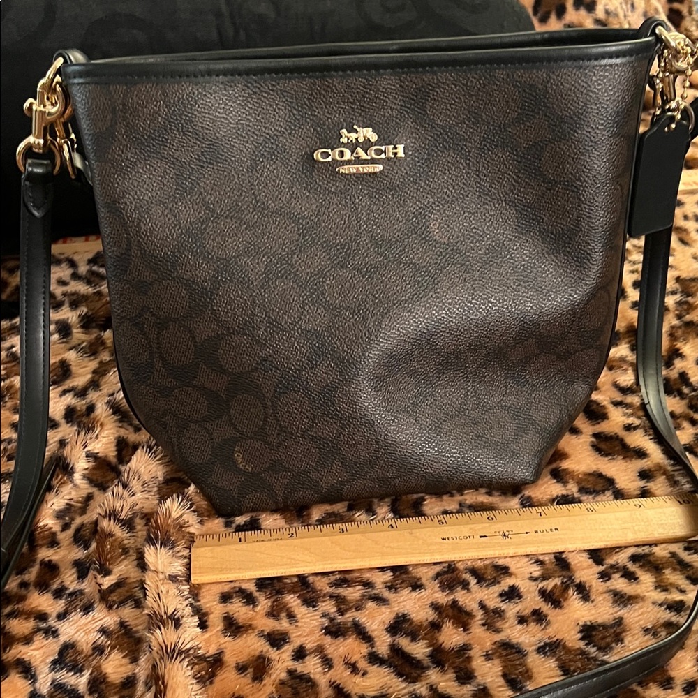 Coach Signature Brown and Black Crossbody Bag